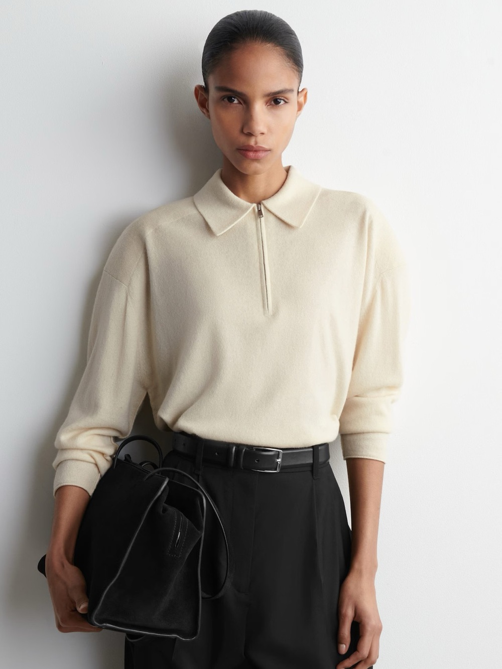 NWT (size small) COS MERINO WOOL-YAK ZIP-UP POLO SHIRT